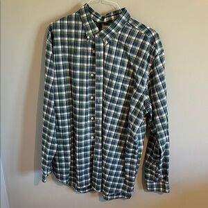 L.L. Bean Blue and White Plaid Button Down Shirt
